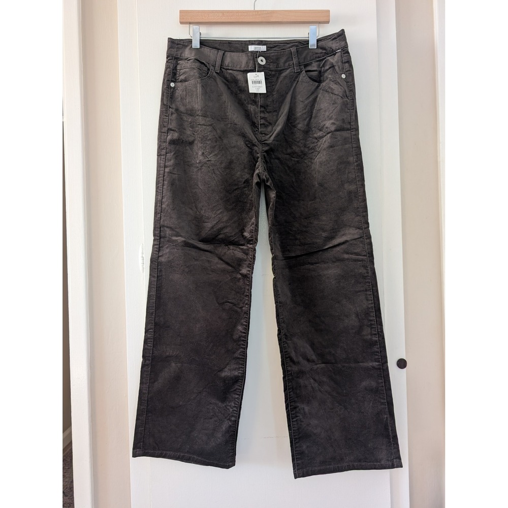J. Jill Brown Velvet Straight Leg Pants 14P Earthy Fall Layering Office Casual